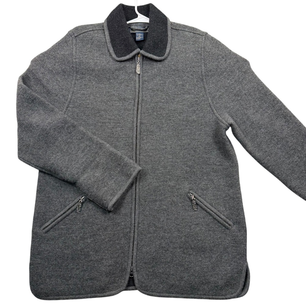 Herman Geist Zip Up Cardigan Jacket  M Grey Wool Blend Long Sleeve Pocket